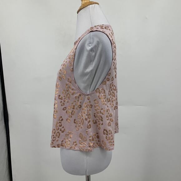 Spiritual Gangster Tank Top Womens Extra Small Sleeveless Crop Metallic Cheetah - Picture 4 of 10